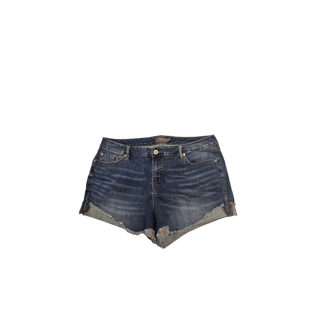 Torrid‎ Denim Shorts Womens 20 Medium Wash Frayed Raw Hem Plus Size Blue Jean
